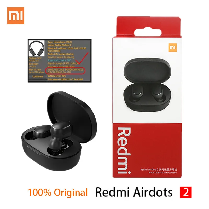 Xiao - Redmi Airdots 2 / S V Uchu Bluetooth 5.0 Slúchadlá Mi Pravda Bezdrôtové Slúchadlá S Mikrofónom Redukcia Šumu Slúchadlá