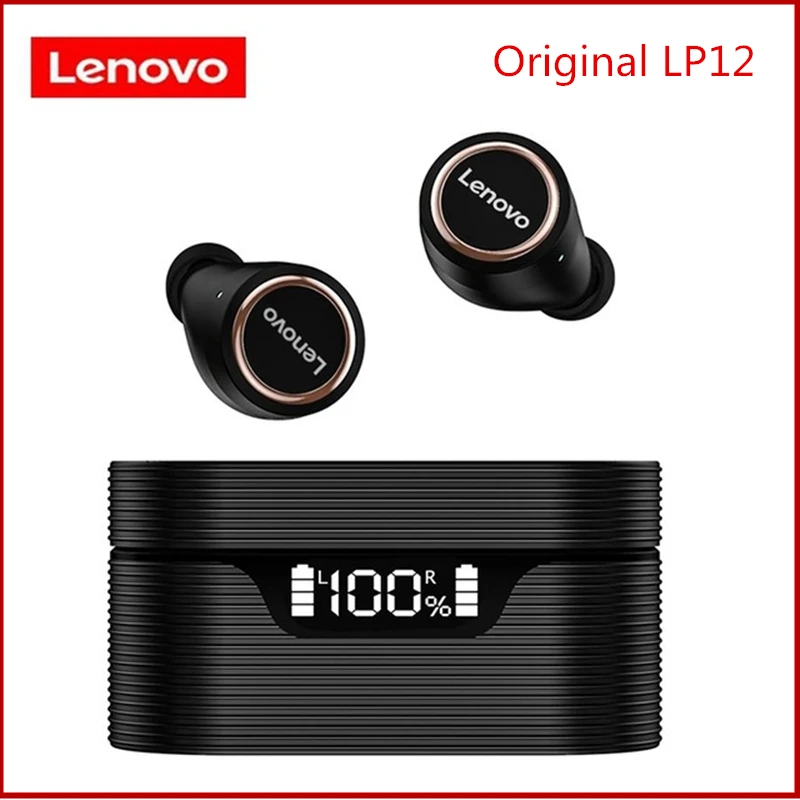 Originálne Lenovo LP12 TWS Bezdrôtové Slúchadlá Bluetooth 5.0 Dual Stereo Zníženie Hluku Basy IPX5 Nepremokavé Dlhý Pohotovostný 400mAh