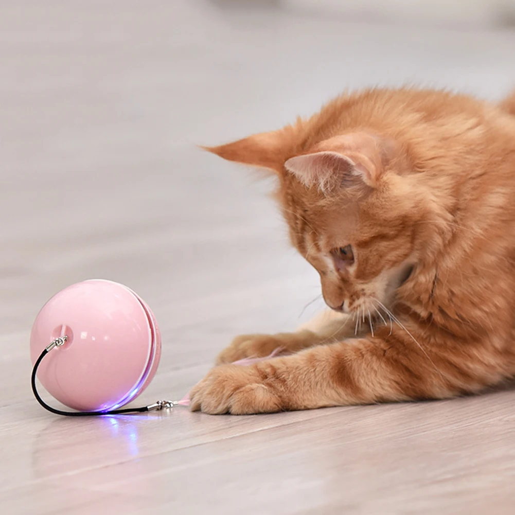 360 Stupeň Self-rolling Loptu s Bell Smart Hračiek pre Mačky Loptu Odolná Zábavná Hračka Pet Odolnosť Zábavné Skus Vŕzgať Hračky