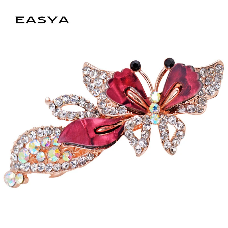 EASYA Módne, Elegantné Drahokamu Motýľ, Vlasy, Šperky Crystal Ženy Barrette Motýľ H Multi-farebné Vlasy Klip CHG-012