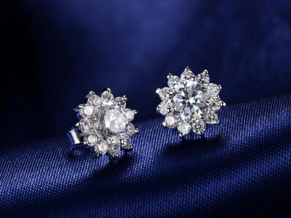 Slnečnice Krásne 1Ct/každý Diamond Náušnice pre Ženy Najvyššej Kvality Platinum 950 Luxusné Svadobné Náušnice