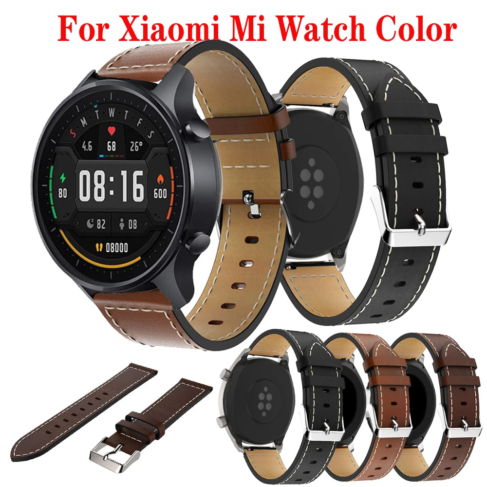 Kožený pásik na Zápästie pre Xiao Smart Mi Watch Color Športové Vydanie Watchband 22 mm Náramok Náramok pre Huami Amazfit gtr 2 2e
