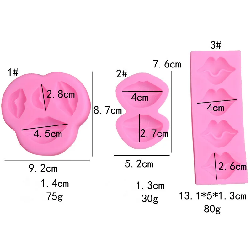 3 typy pery rúž fondant silikónové formy hliny DIY auto odvzdušňovací aromaterapia prívesok čokoláda, formy