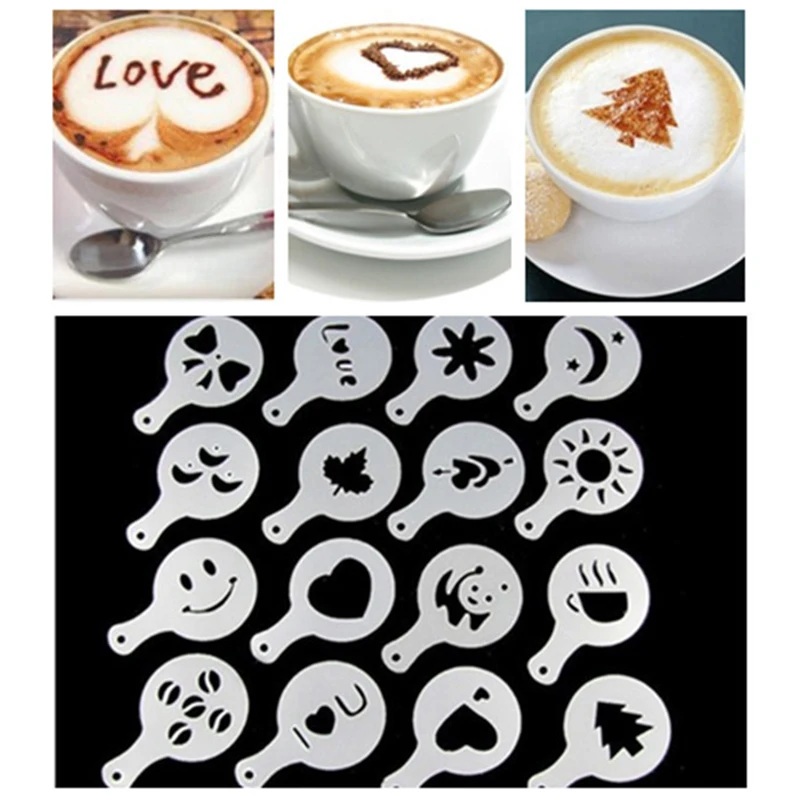 Káva Blany Chuť Kávy Tlač Model Pena Spray Tortu Blany Kávy Kreslenie Cappuccino Formy Práškový Sito Coffeeware