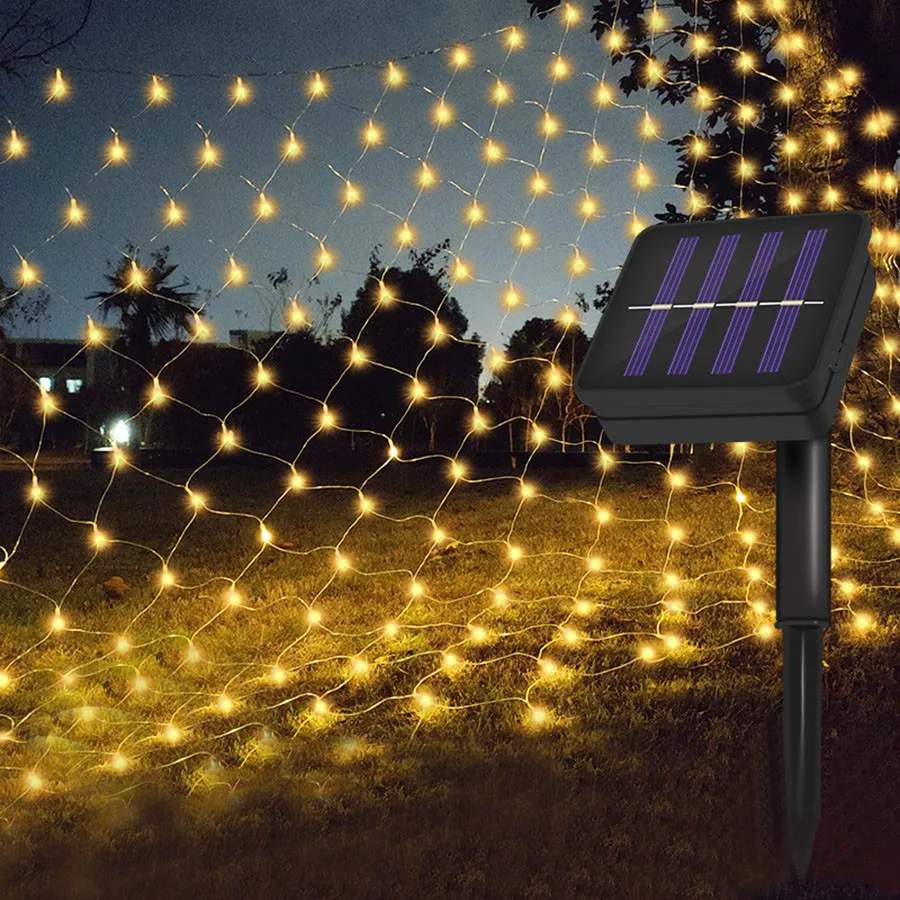 2x3M 204 LED Solárne Čisté Svetlo Vonkajšie Oka Svetlo Vianočné Okno Opony String Svetlo Svadobné Dovolenku Víla Svetlo Garland
